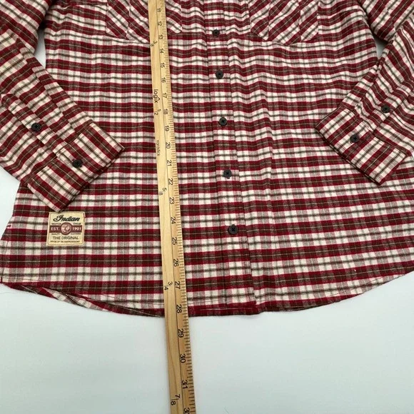Indian Motorcycle Women's Plaid Button Up Shirt XL Long Sleeve Western - Picture 10 of 11